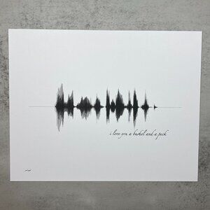 NEW I Love You A Bushel Soundwave Wall Art Print 8x10in Black White Minimalist